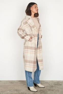 Esmaee Empire Cream Vintage Check Coat New In