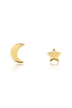 Linda Tahija Star + Moon 14k Gold Plate Stud Earring Jewellery