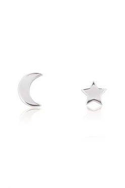 Linda Tahija Star + Moon St Silver Stud Earring Jewellery