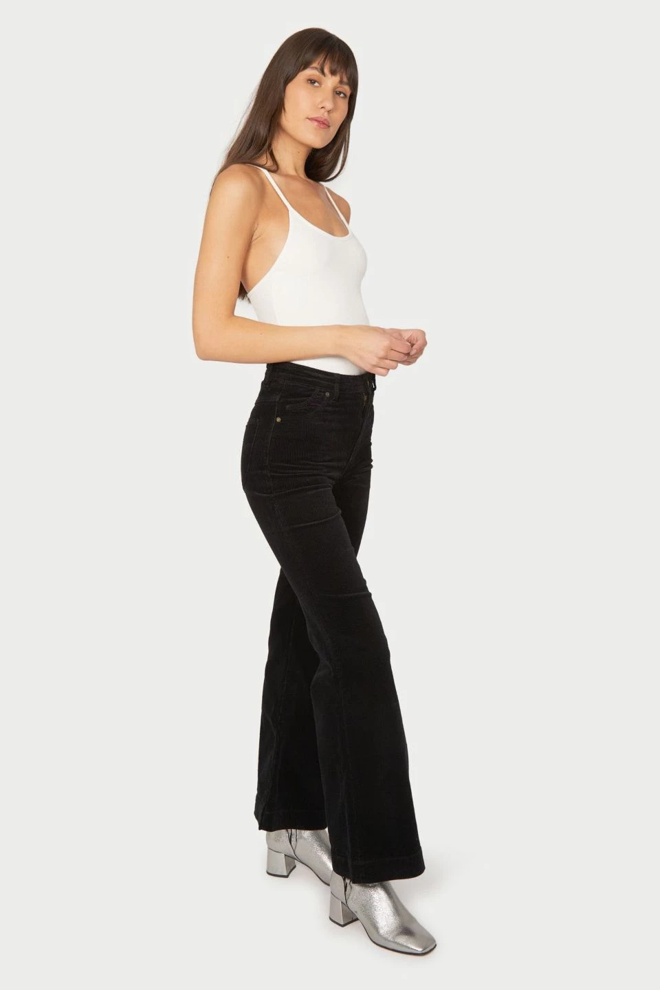 Rollas New In Eastcoast Flare Black Velvet Pant