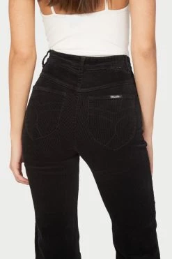 Rollas New In Eastcoast Flare Black Velvet Pant