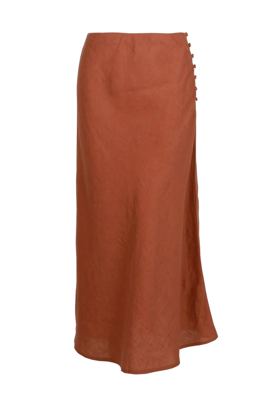 Among The Brave Skirts Utopia Spice Bias Linen Midi Skirt With Self Buttons