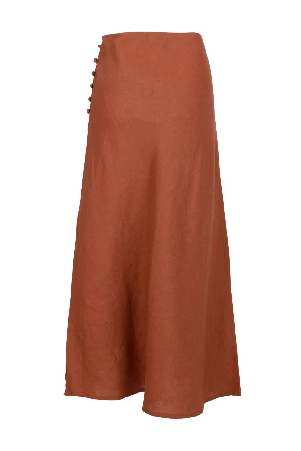 Among The Brave Skirts Utopia Spice Bias Linen Midi Skirt With Self Buttons