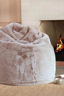 Home Lab Vegan Fur Bean Bag Pewter