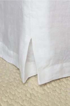 Home Lab 100% French Linen Bed Skirt Queen White