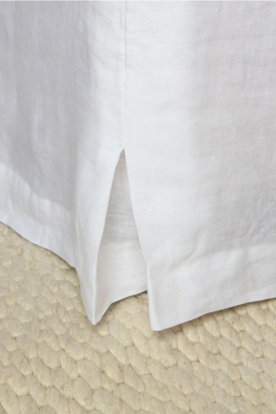 Home Lab 100% French Linen Bed Skirt King White The Edit