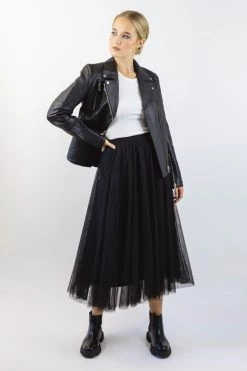 Ivy + Jack Muse Black Tulle Layered Midi Skirt