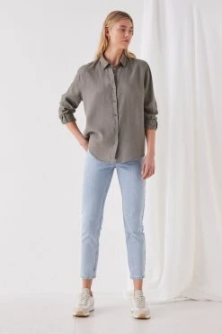 Assembly Xander Dark Sage Linen Shirt Tops & Tees