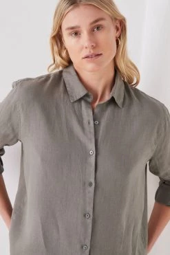 Assembly Xander Dark Sage Linen Shirt Tops & Tees