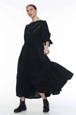 Blak Rosalita Black Ladder Lace Midi Dress New In