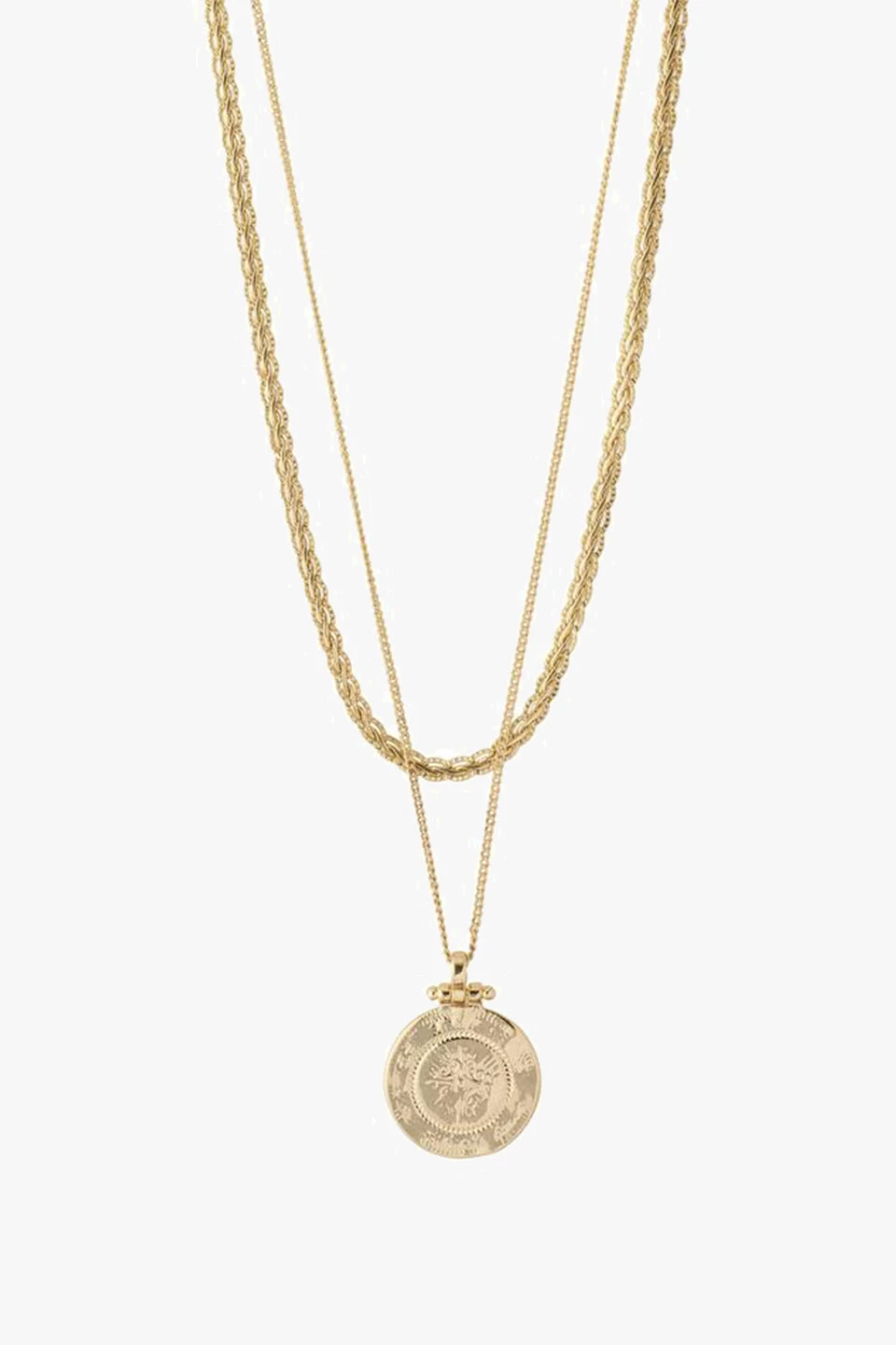 Pilgrim Jewellery Nomad Double Chain Coin Pendant Necklace Gold