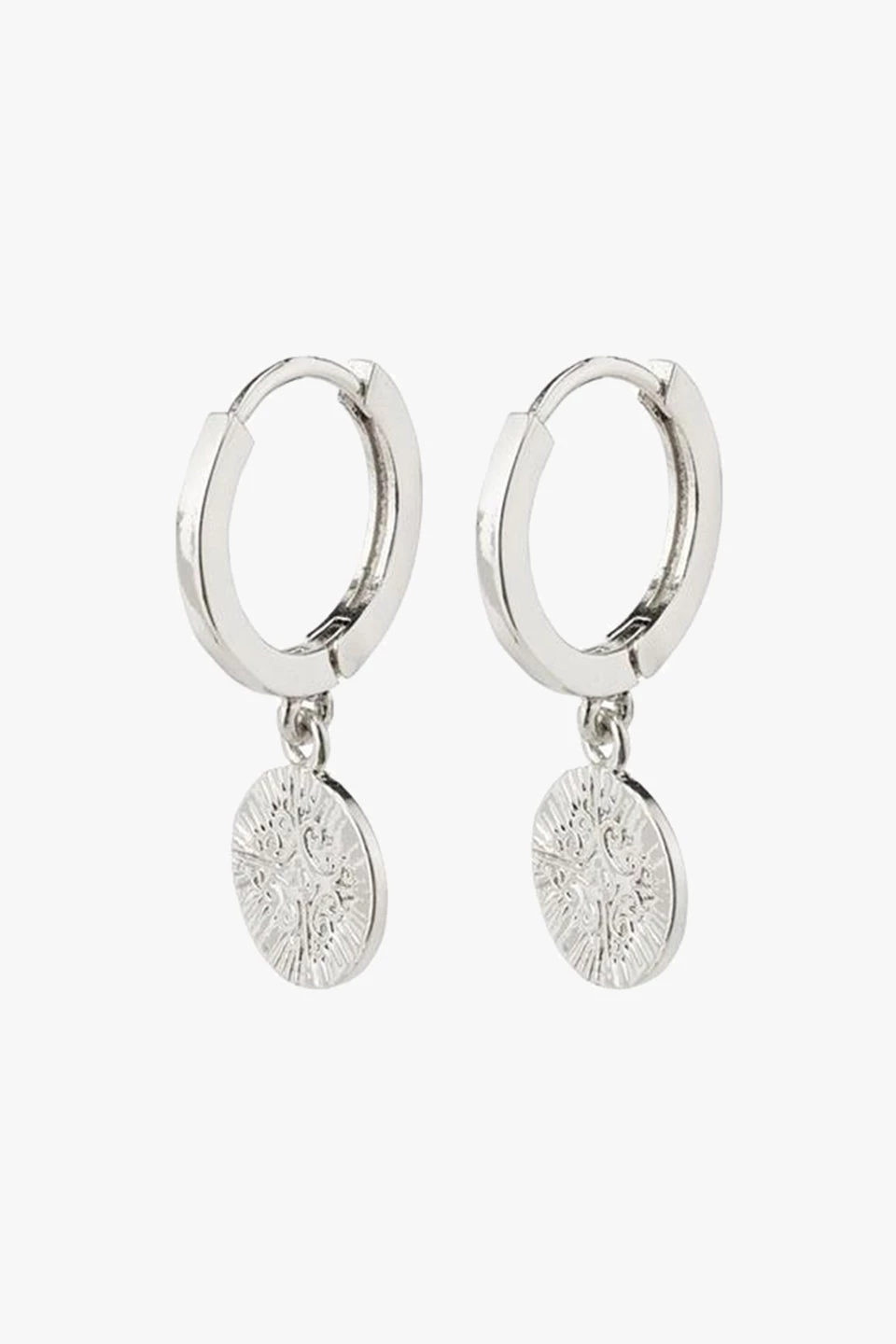Pilgrim Jewellery Nomad Coin Sleeper Earrings Silver