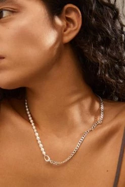 Pilgrim Precious Silver Chain With Pearls Necklace Jewellery