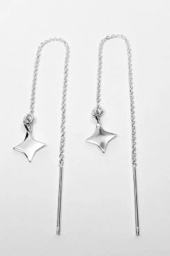 Audrey Loves Ruby Jewellery Square Star Thread Earrings