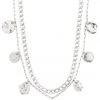 Pilgrim Jewellery Poesy Double Chain Thick And Thin With Circle Pendants Silver Necklace