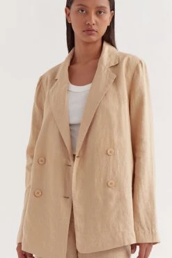 Assembly Jackets & Coats Ari Double Breasted Almond Linen Blazer