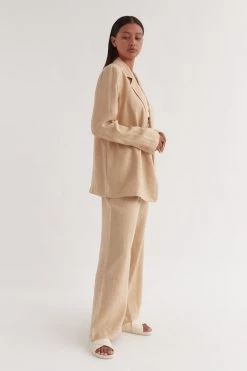 Assembly Jackets & Coats Ari Double Breasted Almond Linen Blazer