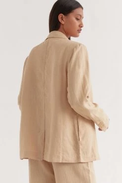 Assembly Jackets & Coats Ari Double Breasted Almond Linen Blazer