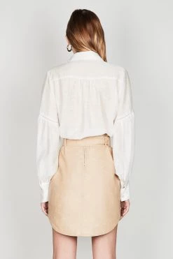 Esmaee Tops & Tees Anika Ivory Button Front LS Detail Blouse