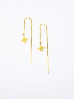 Audrey Loves Ruby Jewellery Square Star Thread Earrings