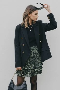 Ivy + Jack Darling Khaki Leopard Triple Frill Mini Skirt