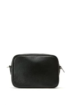 Nakedvice The 1995 Silver Zip Crossbody Bag Pebble Black Leather