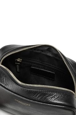 Nakedvice The 1995 Silver Zip Crossbody Bag Pebble Black Leather