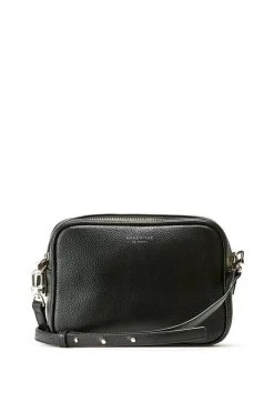 Nakedvice The 1995 Silver Zip Crossbody Bag Pebble Black Leather