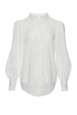 Among The Brave Champion Ivory Soft Linen Blend Puff Sleeve Deep Cuff Shirt Tops & Tees