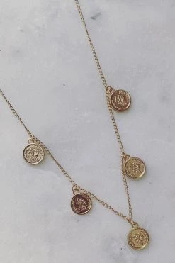 Flo Gives Back 15% To Women In Need Jewellery 5 Coin Pendant Gold Necklace