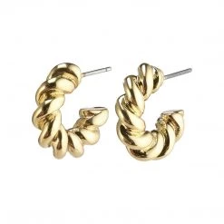 Pilgrim Jewellery Gabrina Twisted Small Thick Hoop Stud Gold Earrings