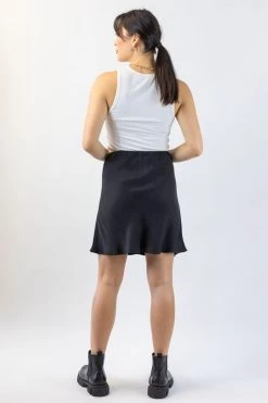 Among The Brave Lovers Black Cupro Bias Cut Mini Skirt