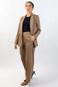 Ivy + Jack New In Mason Walnut Textured Plain Linen Boyfriend Blazer