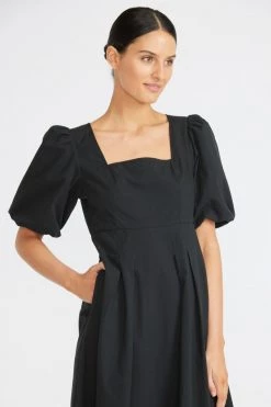 Staple The Label Luna Puff Sleeve Black Midi Dress