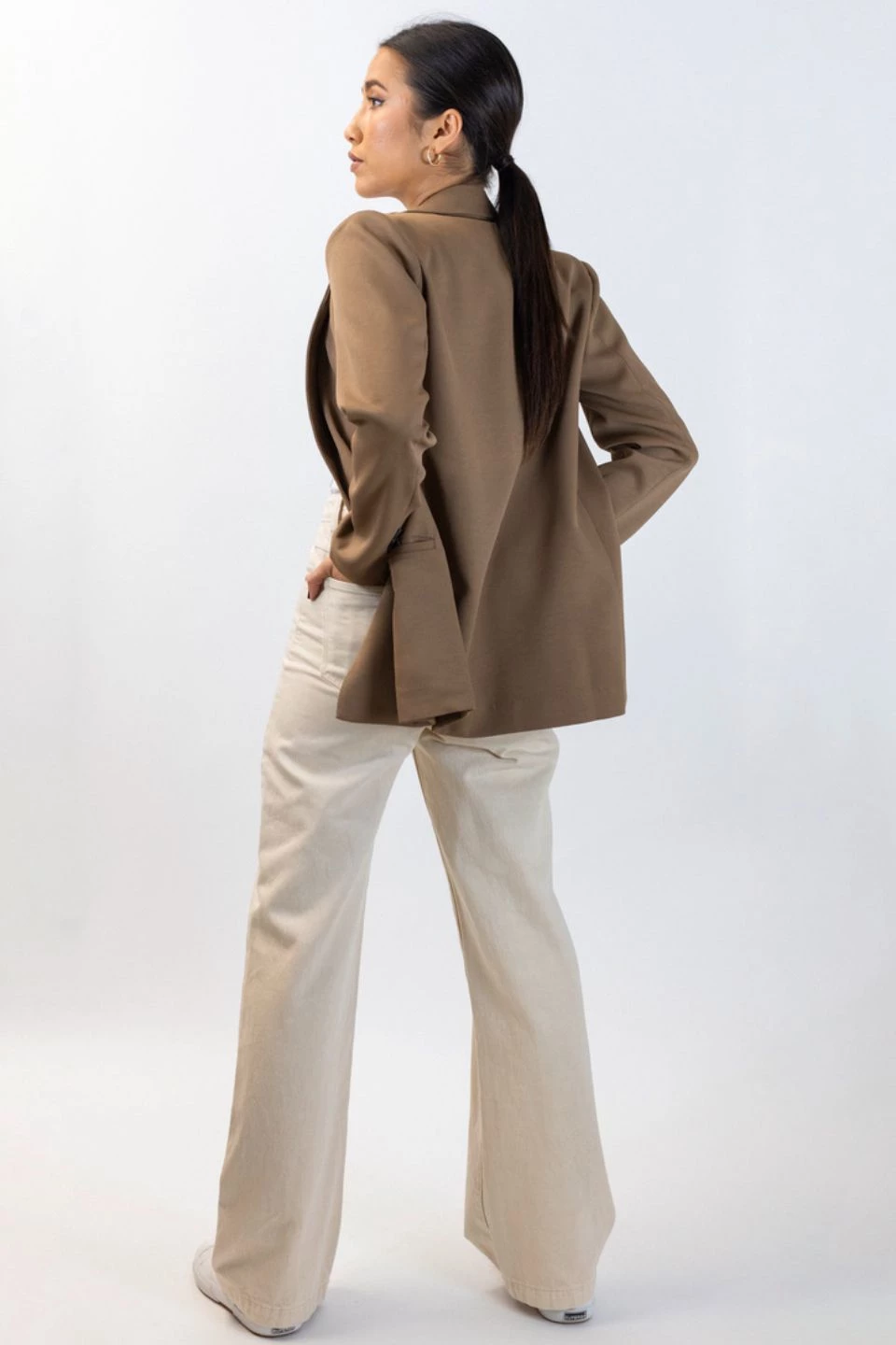 Ivy + Jack New In Mason Walnut Textured Plain Linen Boyfriend Blazer