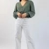 Among The Brave Spirited Soft Khaki Mohair Blend Balloon Sleeve Cropped Cardigan Knitwear
