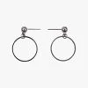 Flo Gives Back 15% To Women In Need Medium Drop Circle Earrings Rhodium Jewellery
