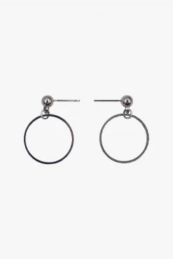Flo Gives Back 15% To Women In Need Medium Drop Circle Earrings Rhodium Jewellery