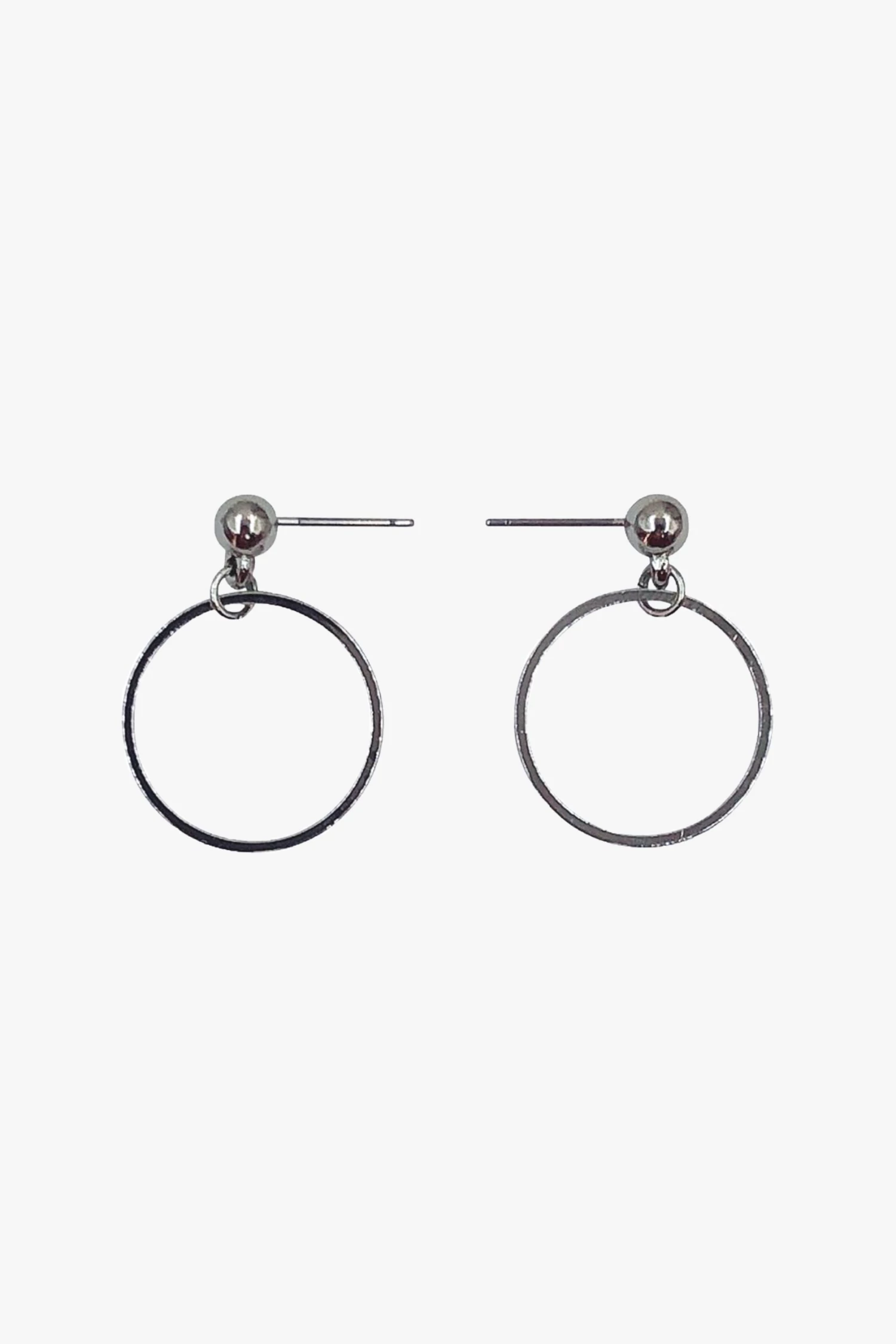 Flo Gives Back 15% To Women In Need Medium Drop Circle Earrings Rhodium Jewellery
