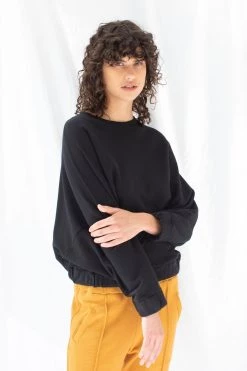ReCreate Signal Elastic Waist Batwing Black Jumper