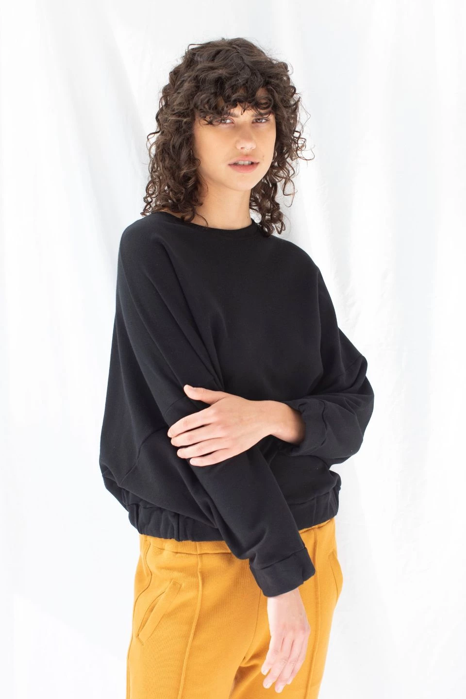 ReCreate Signal Elastic Waist Batwing Black Jumper