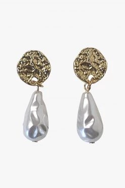 Flo Gives Back 15% To Women In Need Jewellery Gold Pearl Drop Earrings