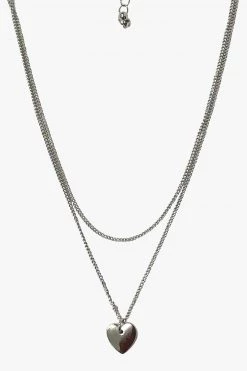 Flo Gives Back 15% To Women In Need Double Hearts Rhodium Necklace