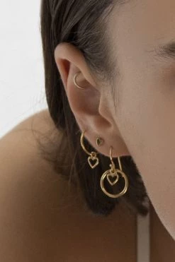 Linda Tahija Heart Halo 14k Gold Plate Earrings