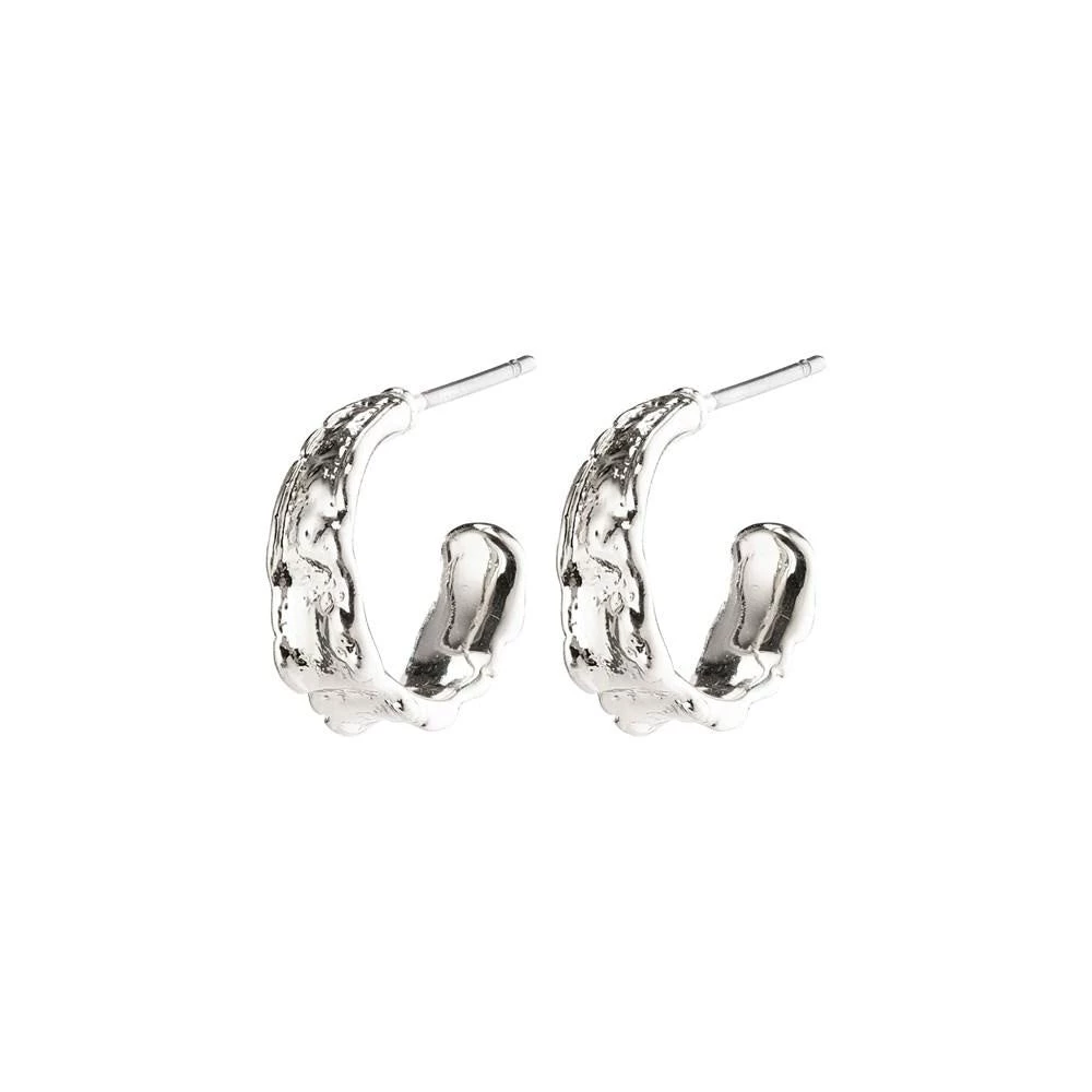 Pilgrim Bathilda Beaten Semi Hoop Silver Earrings Jewellery