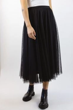 Ivy + Jack Muse Black Tulle Layered Midi Skirt