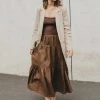 Ivy + Jack Skirts Willow Mocha Linen Tiered Midi Skirt