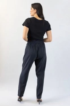 Among The Brave Pants Spirited Black Tie Front Tapered Cupro Pant
