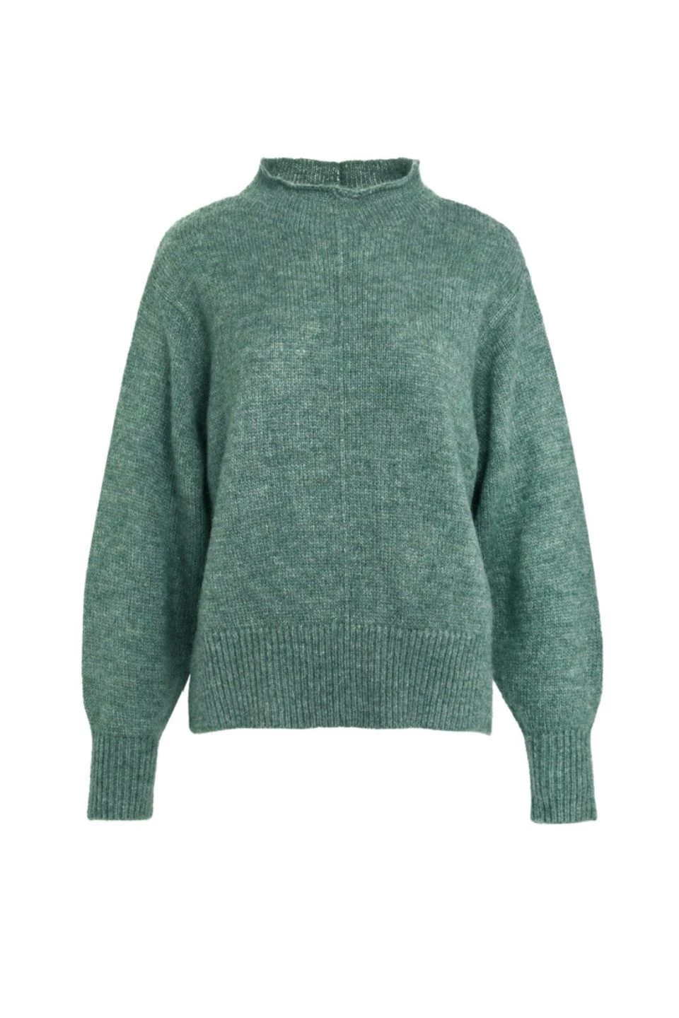 Among The Brave Knitwear Famous Soft Khaki Mohair Blend Boxy Funnel Neck Knit