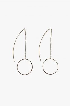 Flo Gives Back 15% To Women In Need Circle Bar Thread Thru Earrings Rhodium Jewellery